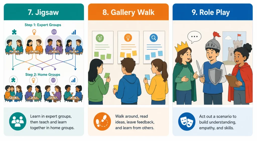 Advanced active learning strategies: Jigsaw Method, Gallery Walk, Role Play Simulation