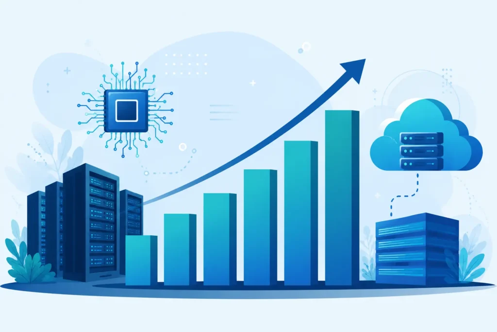 Conceptual illustration of rising global AI investment (AI Bubble)