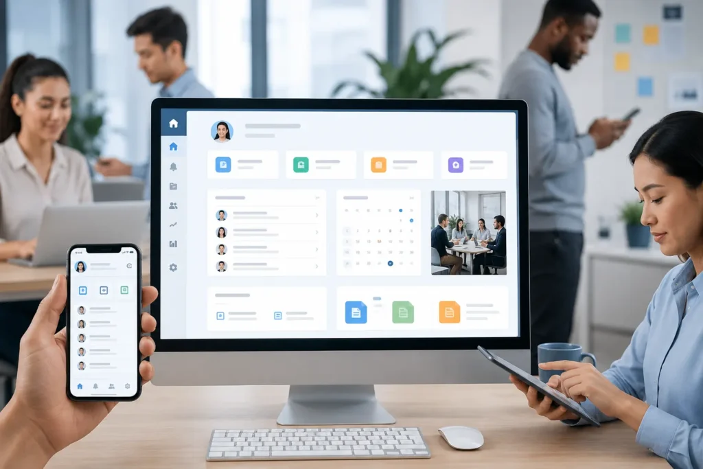 Workplace portal with shared tools, schedules, resources, and team updates