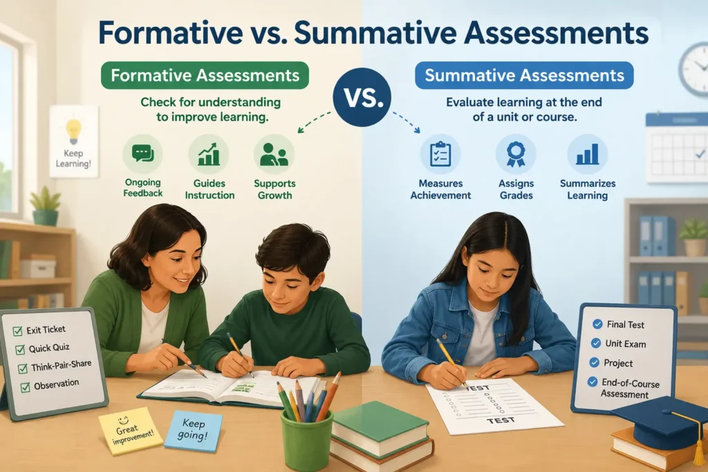 Formative vs summative assessments comparison for classroom learning