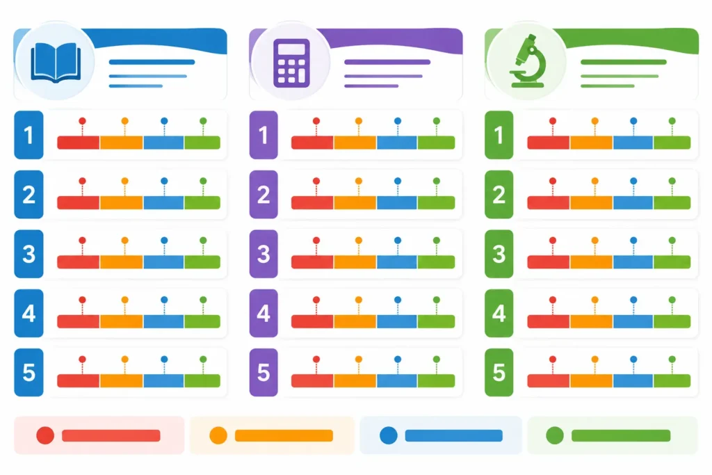SC READY score chart by grade and subject