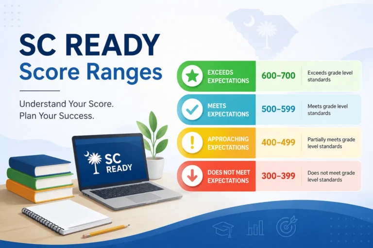 SC READY score ranges by grade and performance level
